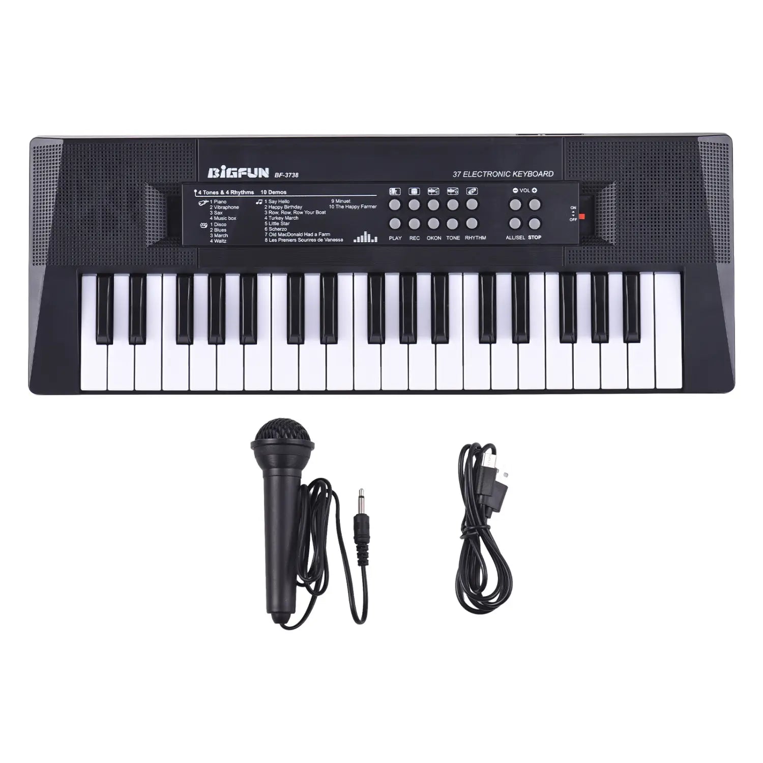 37 Key Electronic Keyboard Piano 4 Tones 4 Rhythms 10 Demos 5 Percussions Single Speaker Musical Instrument for Beginners