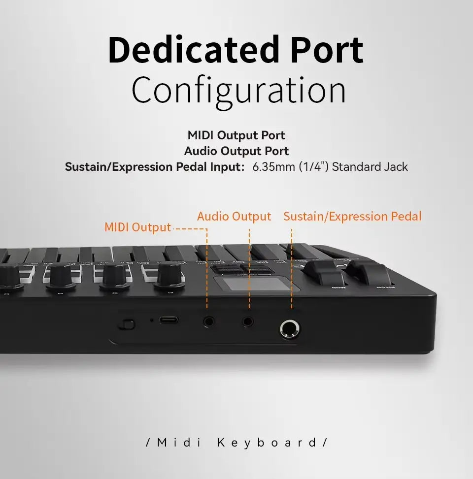 M-VAVE SMK-37 PRO 37-Key MIDI Controller Black - 16 RGB Pads 8 Knobs Built-in Synthesizer Portable Music Production Keyboard