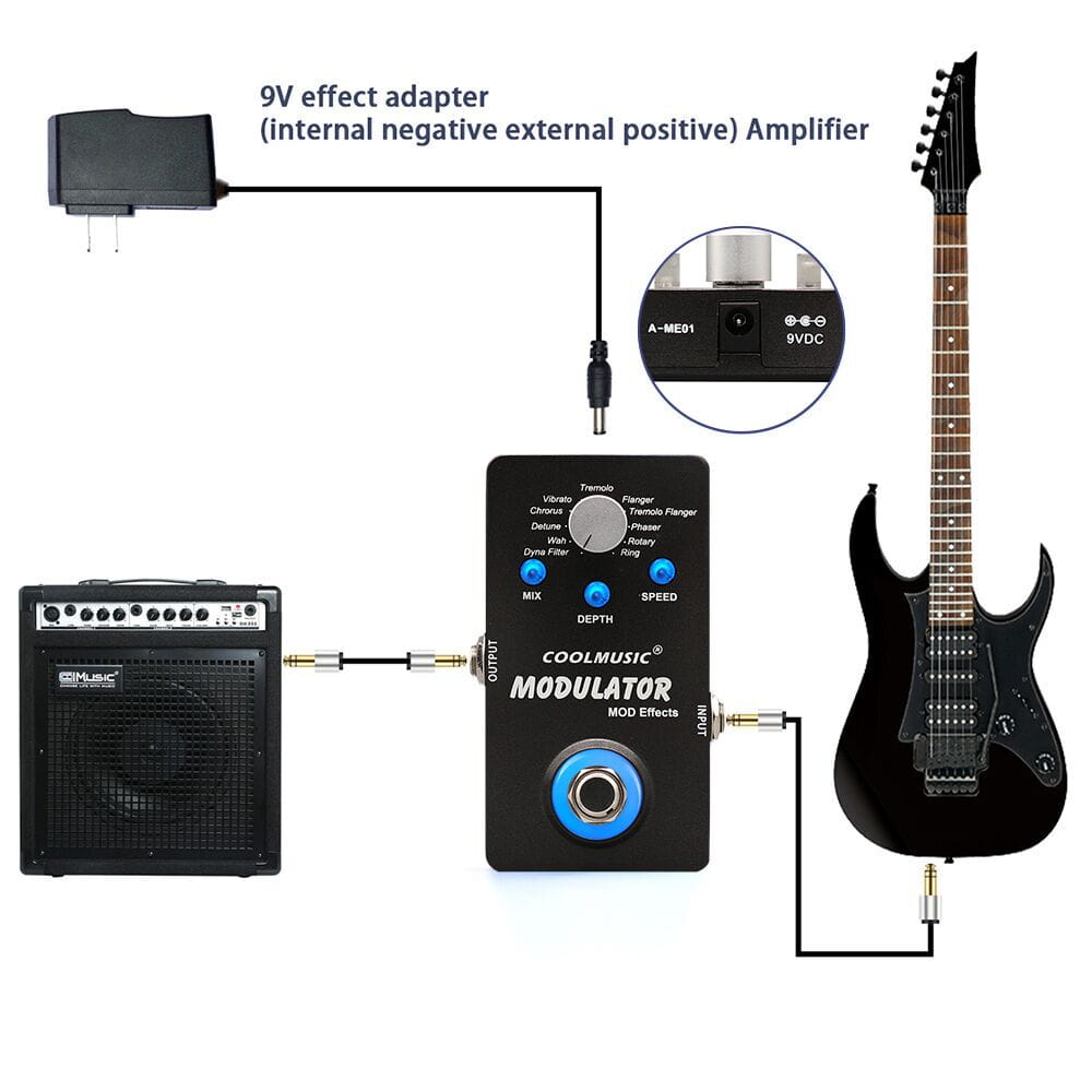 COOLMUSIC Electric Guitar Multieffect Compressor Pedal Digital Modulator Multi Effects Wah Reverb Chorus Flanger Phaser Vibrato