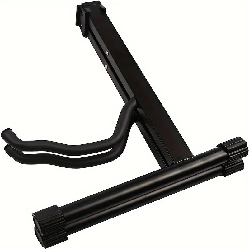 Black metal a-frame guitar stand foldable with adjustable legs and padded armrest for acoustic electric guitar bass stable portable