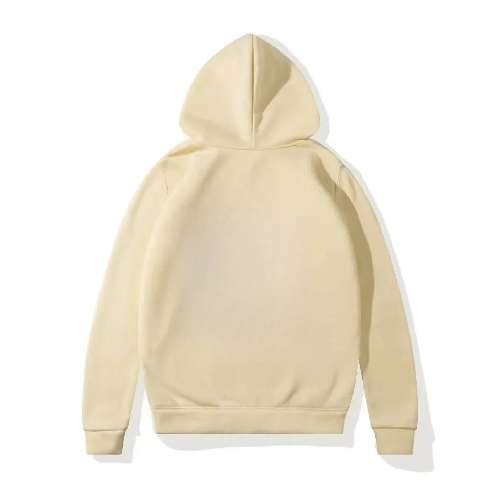 Cream-colored japanese streetwear harajuku printed hoodie with soft fabric for sporty casual autumn and winter wear