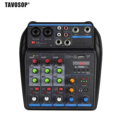 4 Channel Mixer Dj Mixing Console Met Bluetooth 48V Phantom Power Monitor Karaoke Systeem Usb Mixer Audio