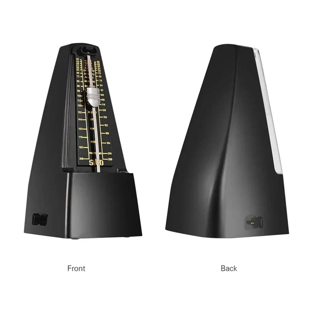 Black a06f-standard precision mechanical metronome with silver pendulum and gold markings for piano guitar violin use