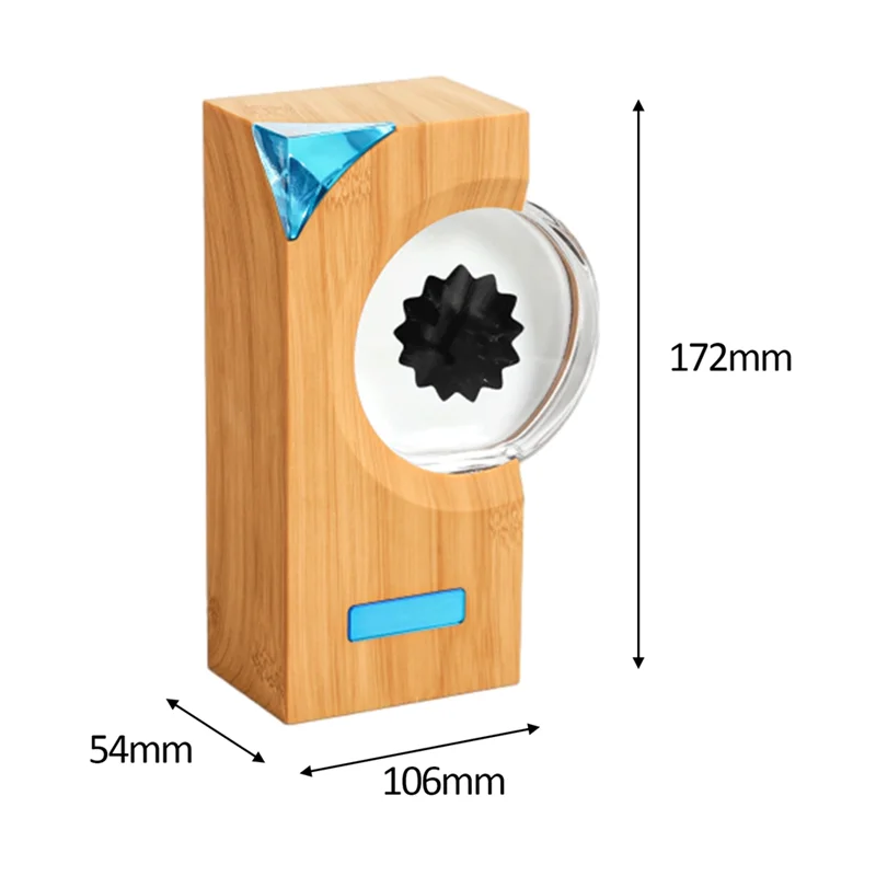 A sleek light wood-grain a15i ferrofluid music rhythm lamp with transparent window showing magnetic liquid pickup gear