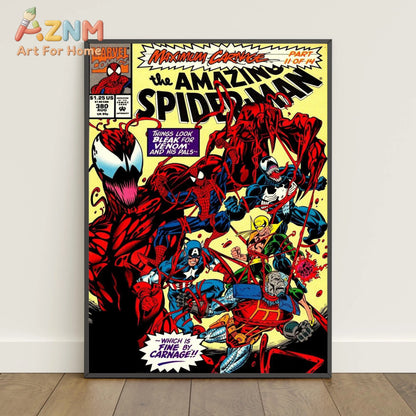 Spiderman Comic Book Covers Poster _ Peter Parker Wall Art _ Movie Canvas Print