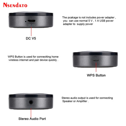 M5 AudioCast for Airplay Wireless Music Audio Speaker Receiver 2.4G WIFI Hifi Music for DLNA Airplay Adapter Spotify Streamer