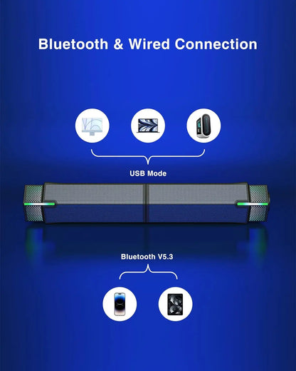 Jeecoo M20 Bluetooth Computer Speakers for PC Desktop Monitor, Wired USB-Powered,Combine/Separate to Customize Your Desk