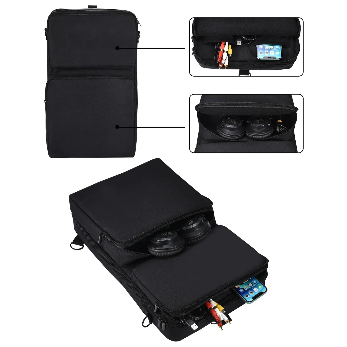 Portable Turntables Protective Case Dustproof Carrying Storage Bags with Sholder Strap Accessories for Pioneer DDJ-400 DDJ-FLX4