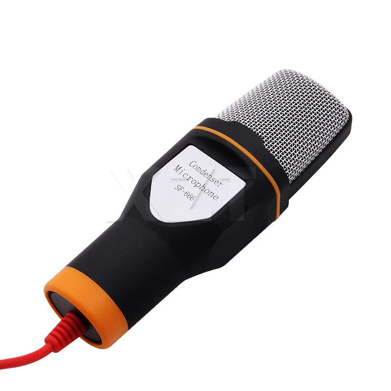 3.5mm Audio Wired Stereo Condenser Microphone With Holder Stand Clip For PC Chatting Singing Karaoke Laptop