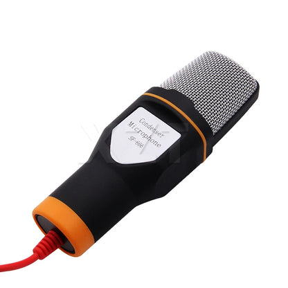 3.5mm Audio Wired Stereo Condenser Microphone With Holder Stand Clip For PC Chatting Singing Karaoke Laptop