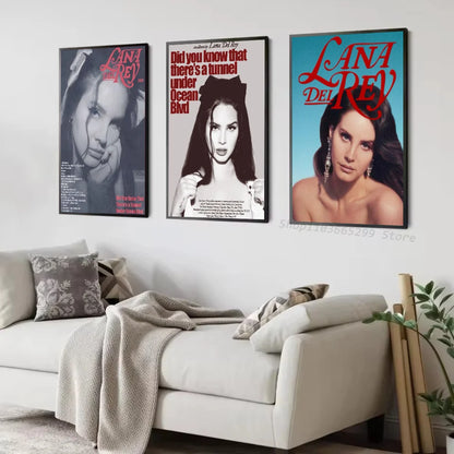 1pc Black And Pink Lana Del Rey Poster Self-adhesive Art Waterproof Paper Sticker Coffee House Bar Room Wall Decor