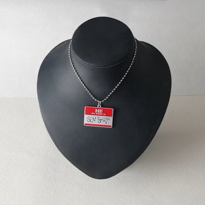 Hip Hop Rap Hang Tag Necklace Keychain Ruffian Amu Identity Necklace Metal Hang Tag English Letter Jewelry 2024