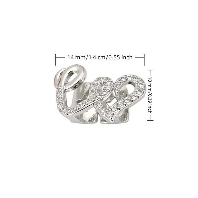 1Pcs Punk Copper Double Heart Teeth Caps for Women Men Hip Hop Zircon Hollow Love Tooth Grillz Couple Jewelry Accessories