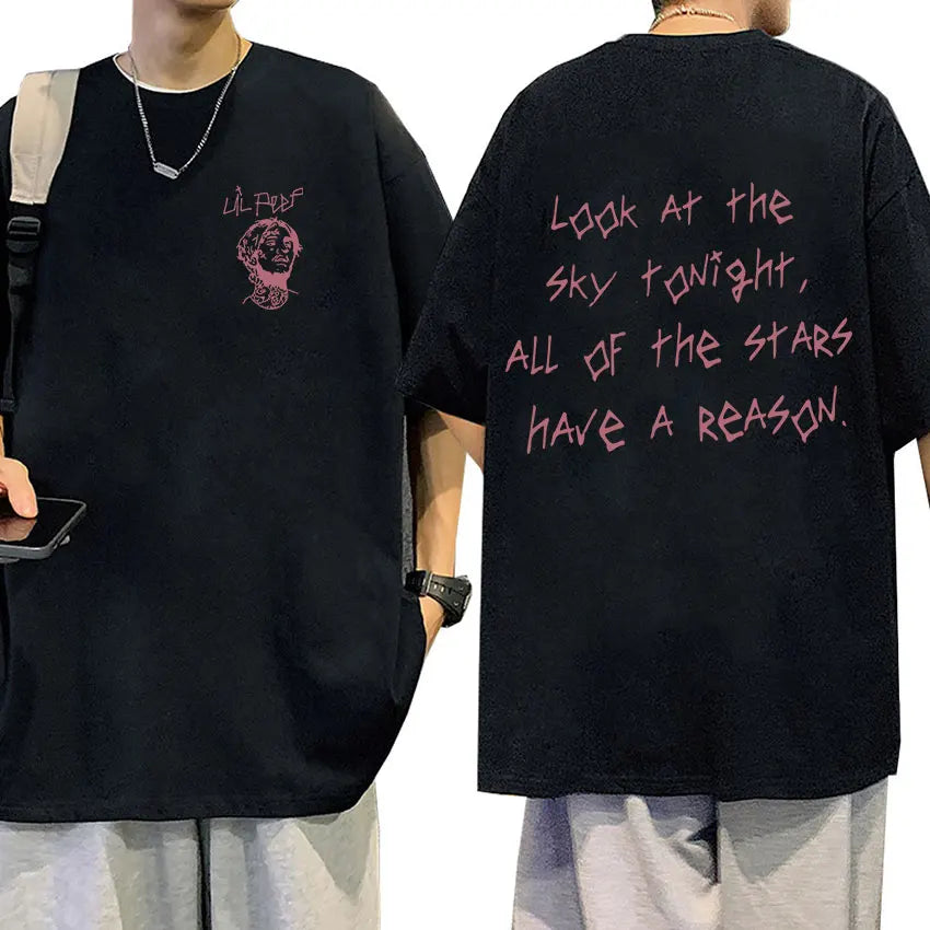 Rapper Lil Peep Tour Concert Graphic T Shirt Men's Fashion Cotton Short Sleeve T-shirt Unisex Hip Hop Oversized Tees Streetwear