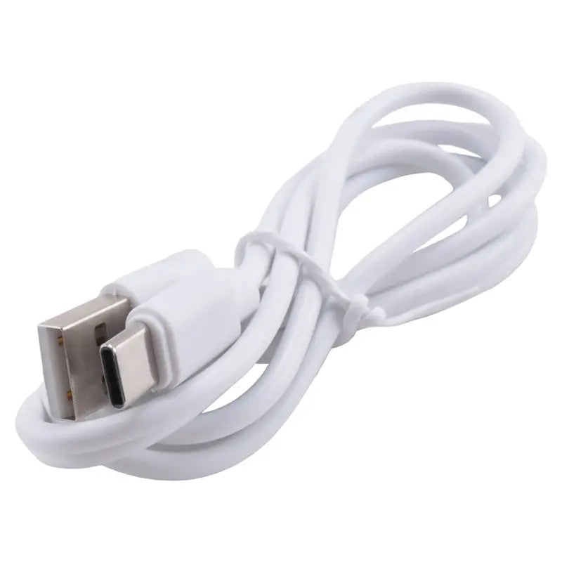 White usb-c to usb-a charging cable with sleek coiled design for abgi-led sound-controlled music spectrum display ambient light atmospheric rhythm light