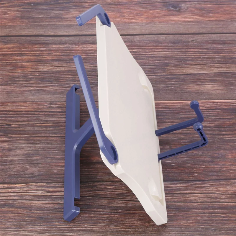 Beige and navy blue folding tabletop music stand abs plastic with adjustable arms for piano violin universal use