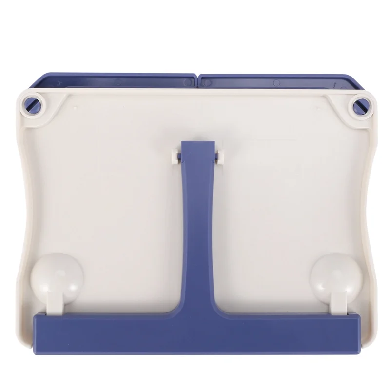 Blue and white folding tabletop music stand abs with central support arm and adjustable feet for piano violin universal use