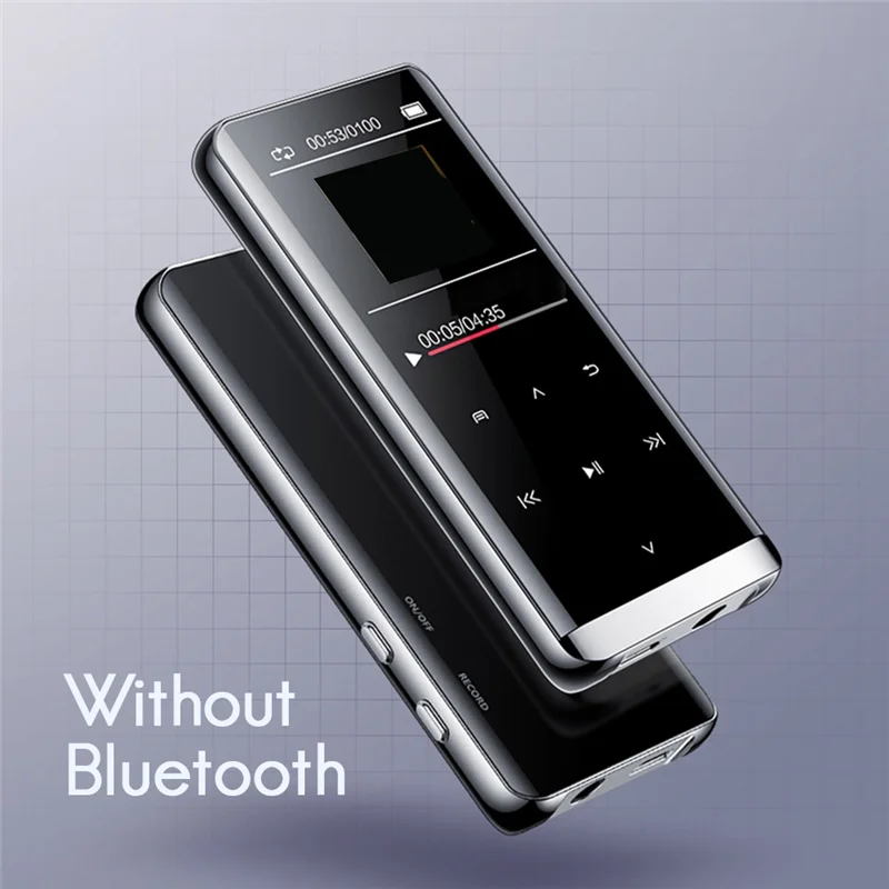 Black and silver abuomp3 player with 1.5 inch 128x160 pixels tft display and physical buttons for hifi music listening