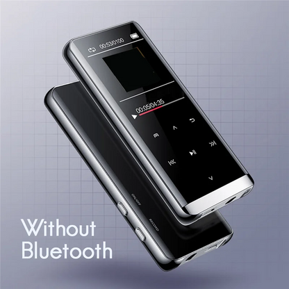 Black and silver abuomp3 player with 1.5 inch 128x160 pixels tft display and physical buttons for hifi music listening