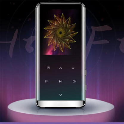 Silver-framed abuomp3 player with 1.5 inch 128x160 pixels tft display and physical buttons for hi fi music playback
