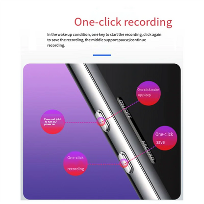 Silver metallic abuomp3 player with three tactile buttons and 128x160 pixels tft display for one-touch operation