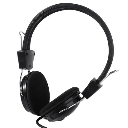 Black over-ear headset music headphone with padded earcups and flexible headband for electric piano wired use