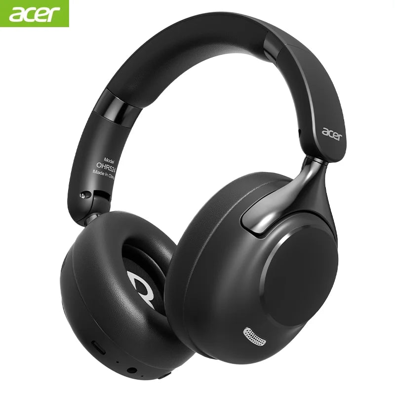 Black acer ohr520 over-ear surround sound headsets with matte earcups and padded headband for gamer sports earphones noise reduction