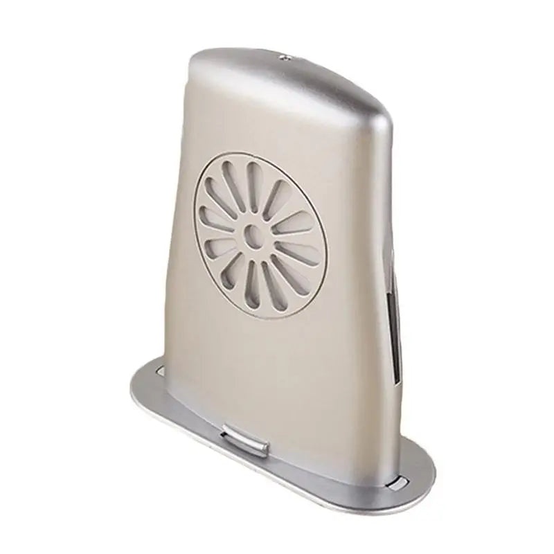Silver metallic laptop stand with circular vented front and flat base for stability ideal for cracking instrument care accessories
