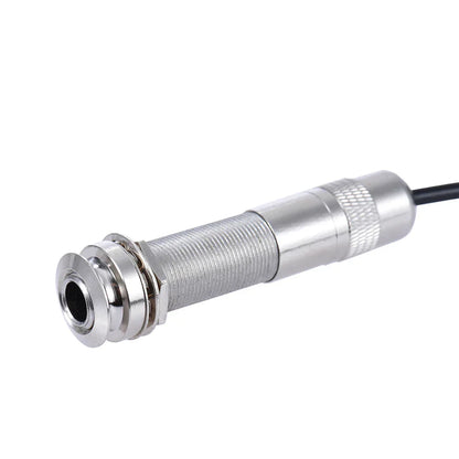 Silver metallic acoustic string instrument piezo pickup with threaded body and knurled grip for guitar mandolin ukulele