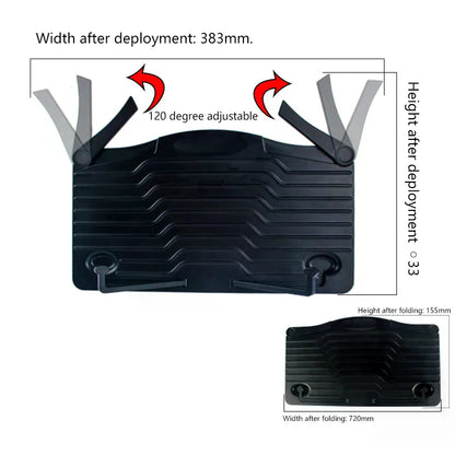 Adjustable and versatile black plastic music sheet stand with ribbed texture and 120-degree hinges from beat music store
