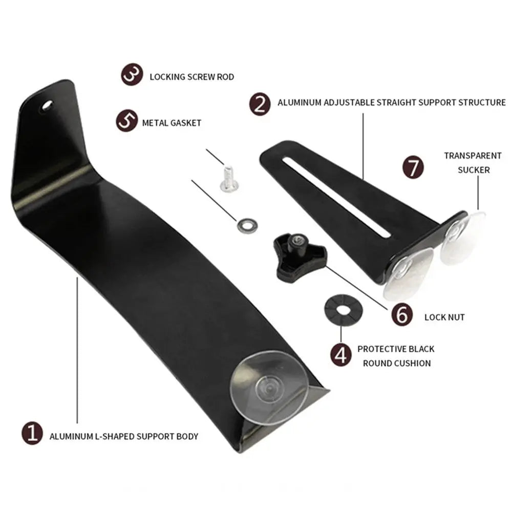 Black aluminum adjustable classical guitar leg rest support stand with transparent suction cups and locking screw rod