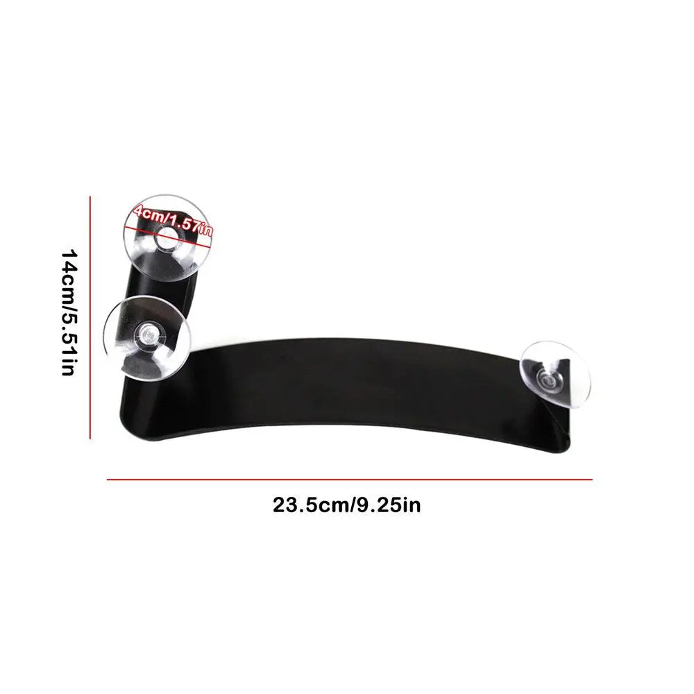 Black curved suction cup holder with three transparent cups for adjustable classical guitar leg rest support stand bass use