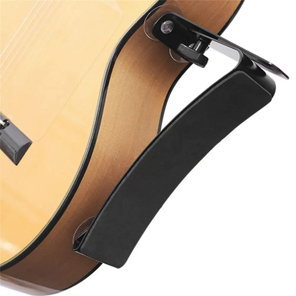 Black plastic adjustable classical guitar leg rest support stand bass holder with curved design and clamp mechanism