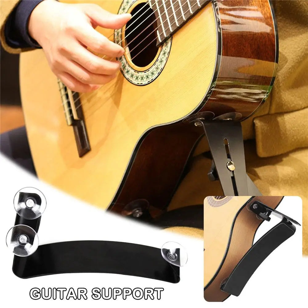 Black plastic adjustable classical guitar leg rest with suction cups for support stand bass holder armrest handrest use