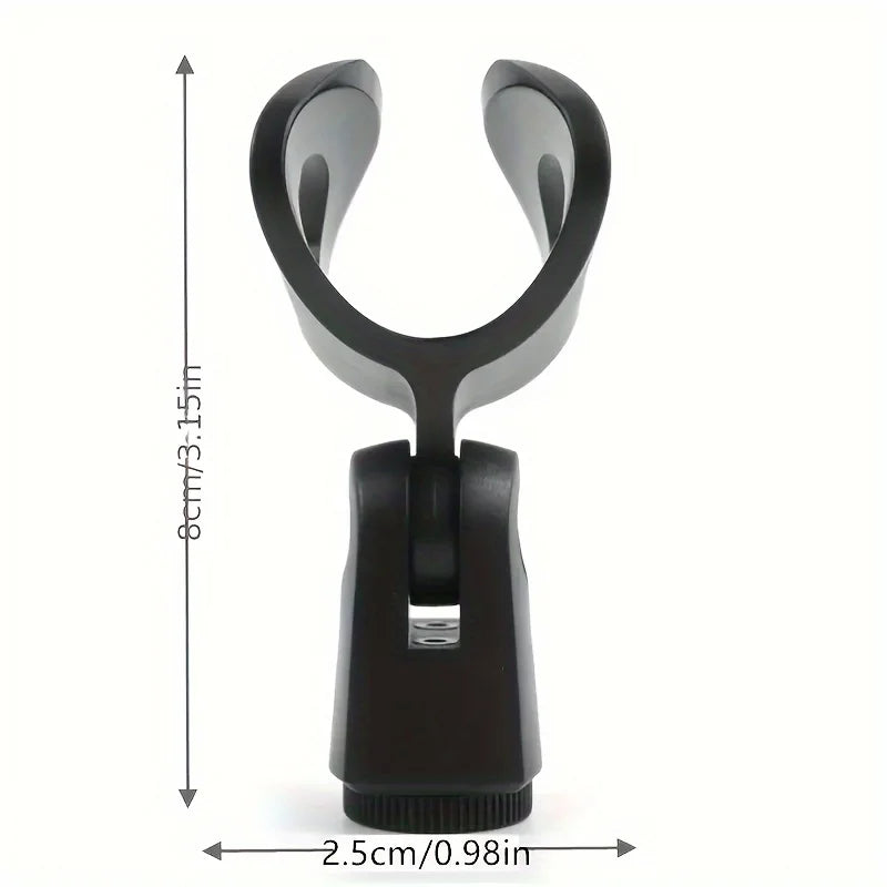 Black plastic adjustable desktop microphone stand clip with u-shaped design and clamp for podcasts live streaming tablet holder multifunctional