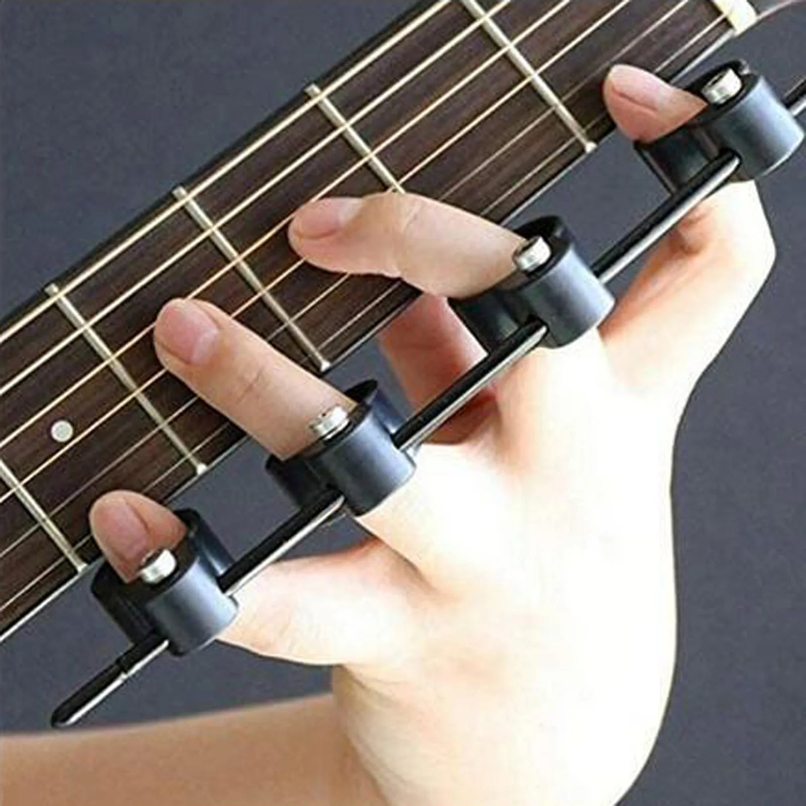 Black plastic adjustable finger expander guitar training aid for precise finger positioning and span improvement