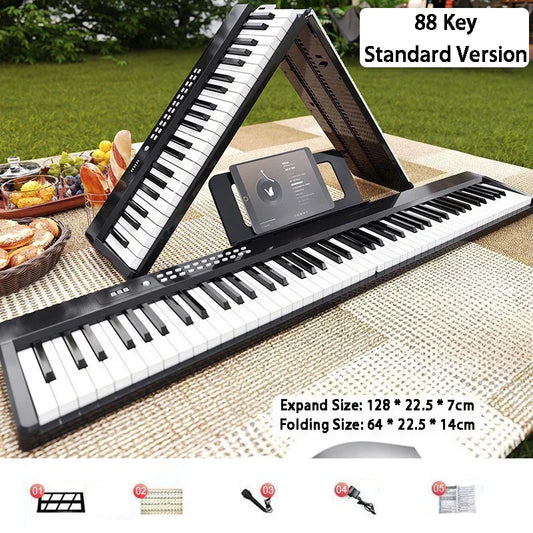 Black and white 88-key foldable digital piano musical keyboard synthesizer professional pianos bluetooth with tablet stand