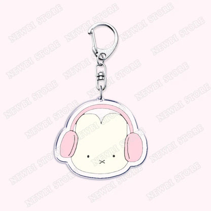 Aesthetic coquette pink cartoon character keychain with silver metal clasp for womens accessories ribbon and hot girl book club gifts
