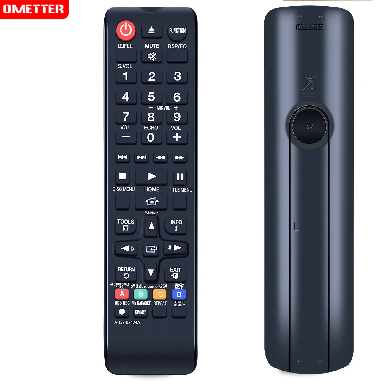 Black ometter remote control replacement for samsung ah59-02425a ah59-02413a ht-e330k with matte finish and function buttons