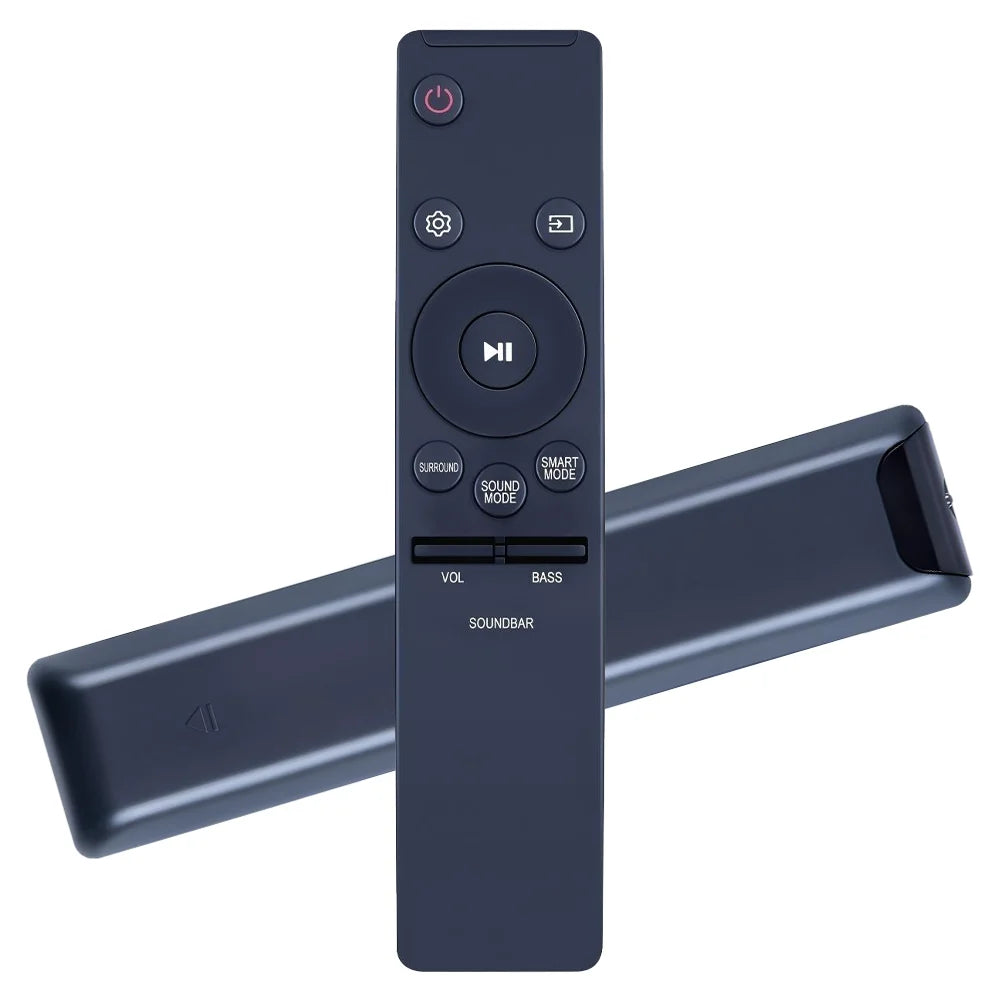 Black samsung ah59-02759a remote control with sleek design and labeled buttons for hw-ms551 hw-ms6500 hw-ms6501 soundbar speaker