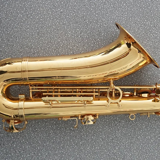 Aiersi brand gold lacquer eb alto saxophone with polished brass material and intricate keywork music instrument custom logo