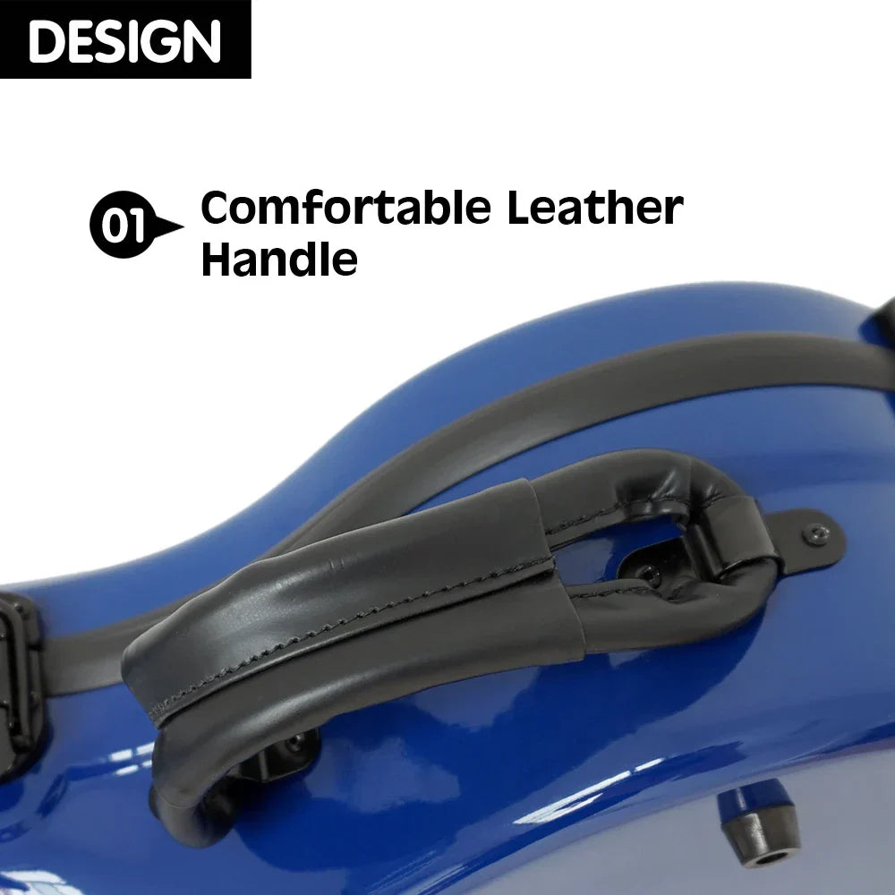 Aiersi brand blue fiberglass guitar case with comfortable black leather handle and wheel carrying bag for protection