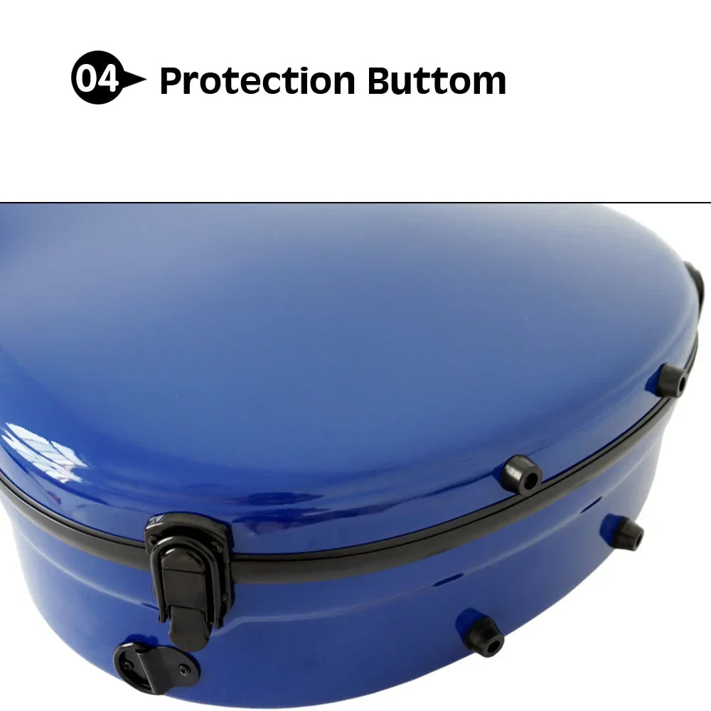 Blue aiersi brand fiberglass guitar case with black protective feet and latch high quality guitar hard case