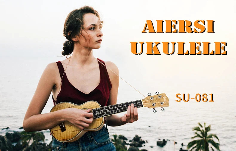 Aiersi brand spalted maple soprano 21inch handmade professional hawaii ukulele light brown wood silver tuning pegs