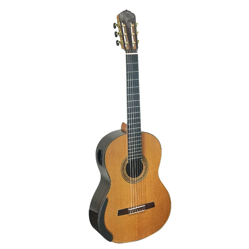 Aiersi handmade raised fretboard smallman classical guitar with warm natural wood finish and lattice sound bracing