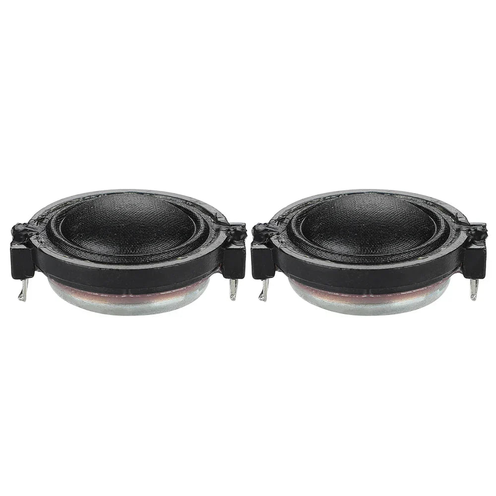 Black circular 1 inch 25mm tweeter speakers with mesh grille metallic mounting brackets ohm 10w dome film audio treble
