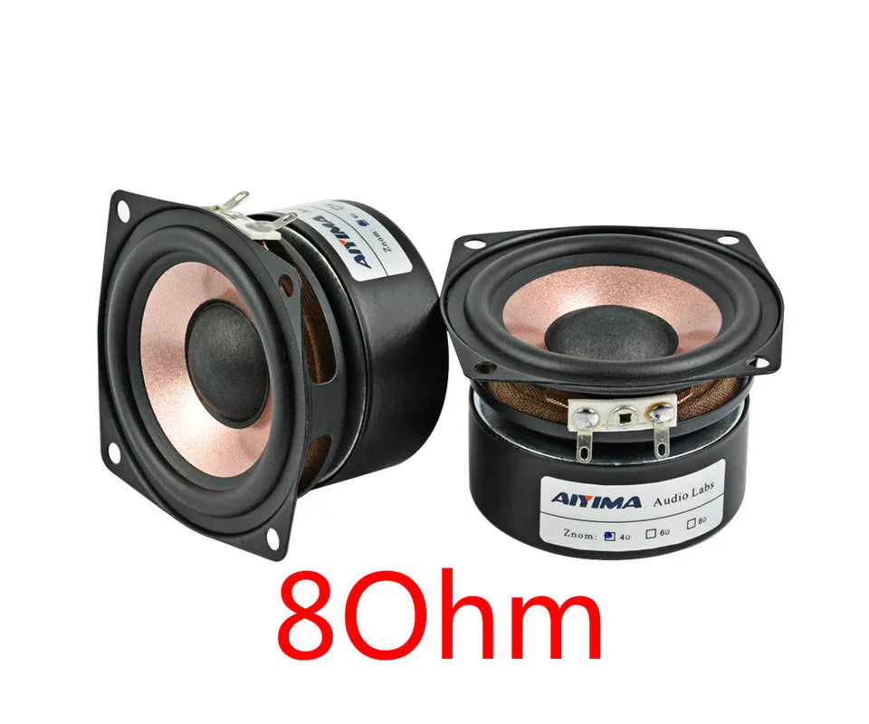 Black aitima audio labs 2.5 inch full range ohm hifi home music desktop speaker with copper cones and silver brackets