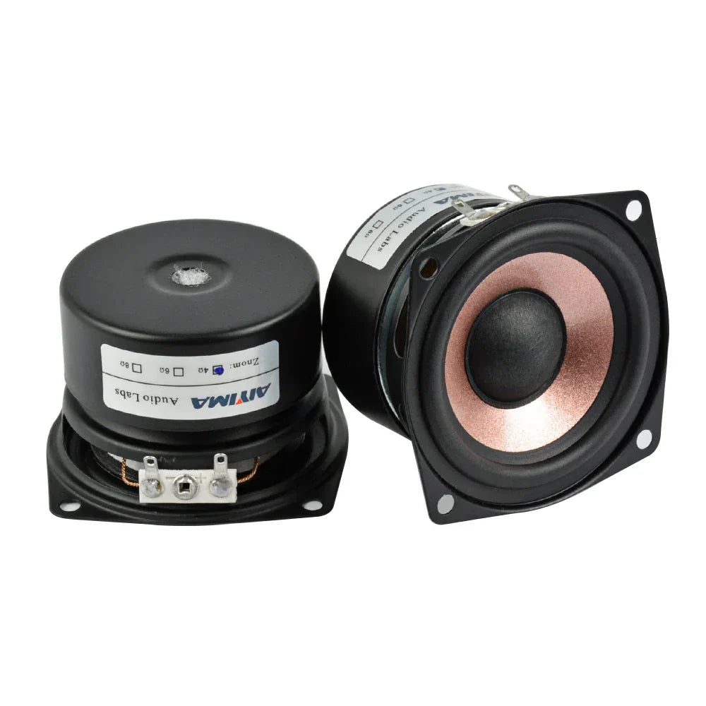 Black and copper 2.5 inch aiYima audio labs full range speaker 4 ohm hifi home music desktop speaker with square frame