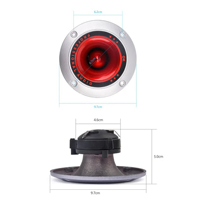 Aiyima 2pcs 4 inch silver and red piezoelectric ceramic tweeters with metallic rim and black mounting bracket for audio use
