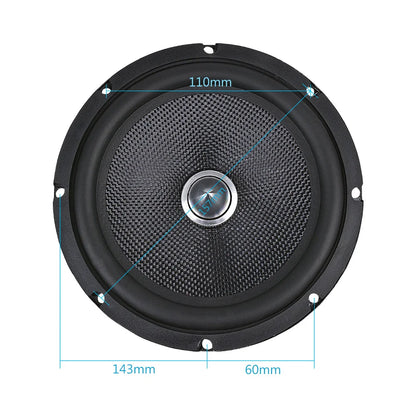 Black 6.5 inch audio car speaker with textured glass fiber cone and silver center cap for speakers home theater system